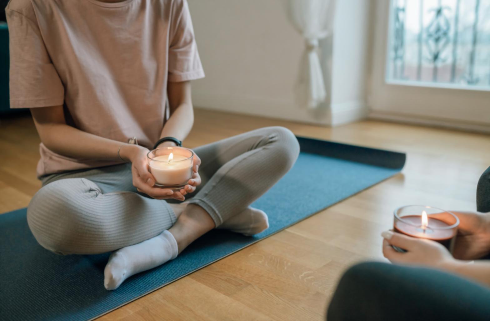 Peaceful yoga practice showing acceptance-based approach in our Dubai studio